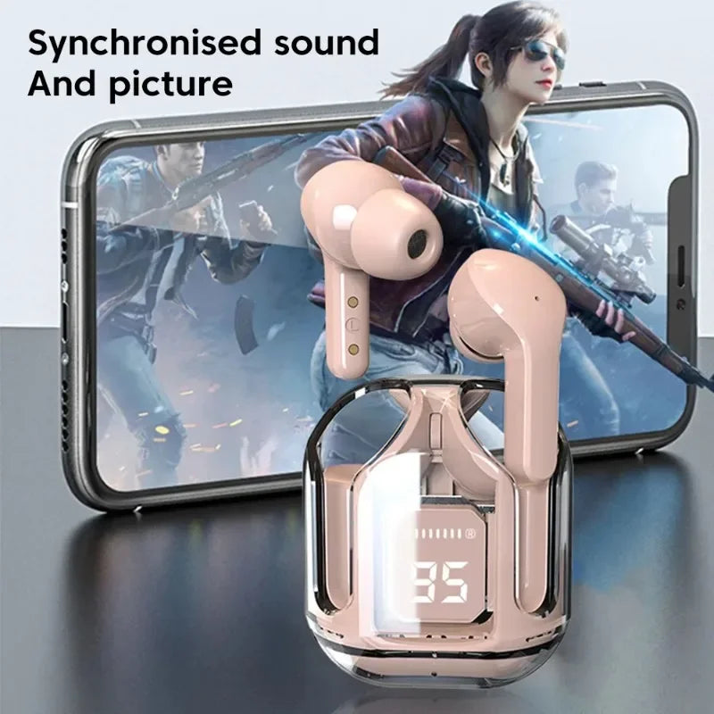 TWS Air31 Wireless Bluetooth Headset Transparent Digital Display Bluetooth 5.3 Headphone Noise Reduction Call Music Earbuds