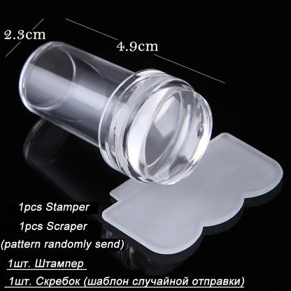 Nail Stamping Plates Pure Clear Jelly Nails Art Stamper Scraper Set Print Silicone Marshmallow Design Manicure Accessories Tool