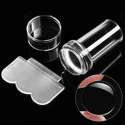 Nail Stamping Plates Pure Clear Jelly Nails Art Stamper Scraper Set Print Silicone Marshmallow Design Manicure Accessories Tool